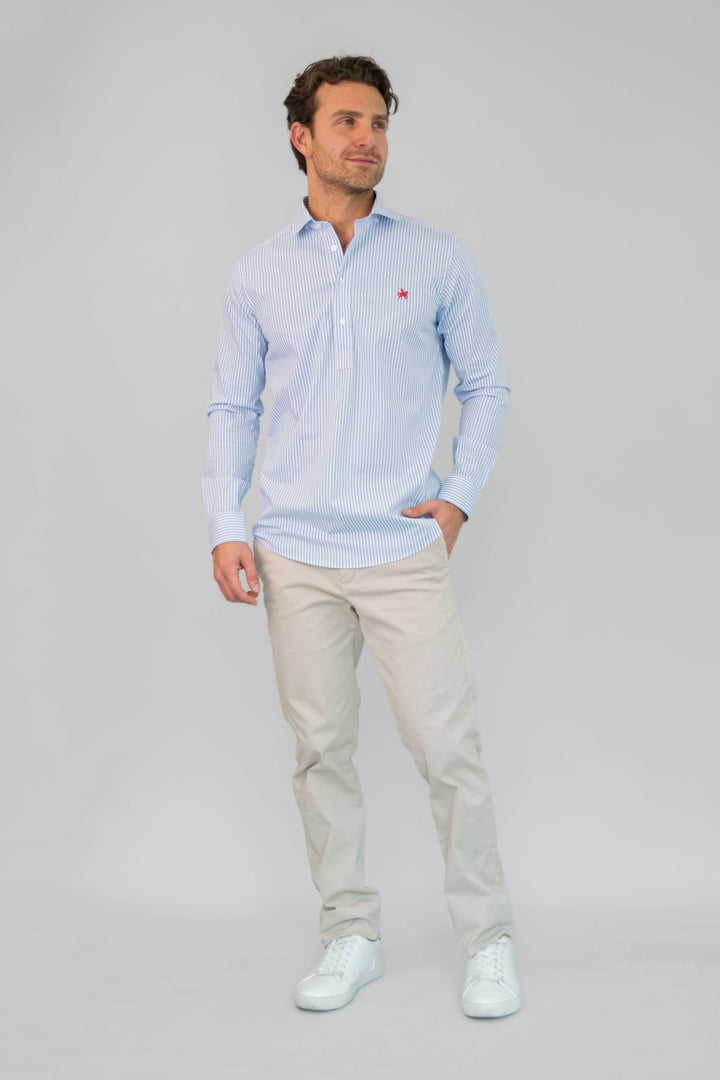 Camisa Polo Shirt Rayas Azul clara