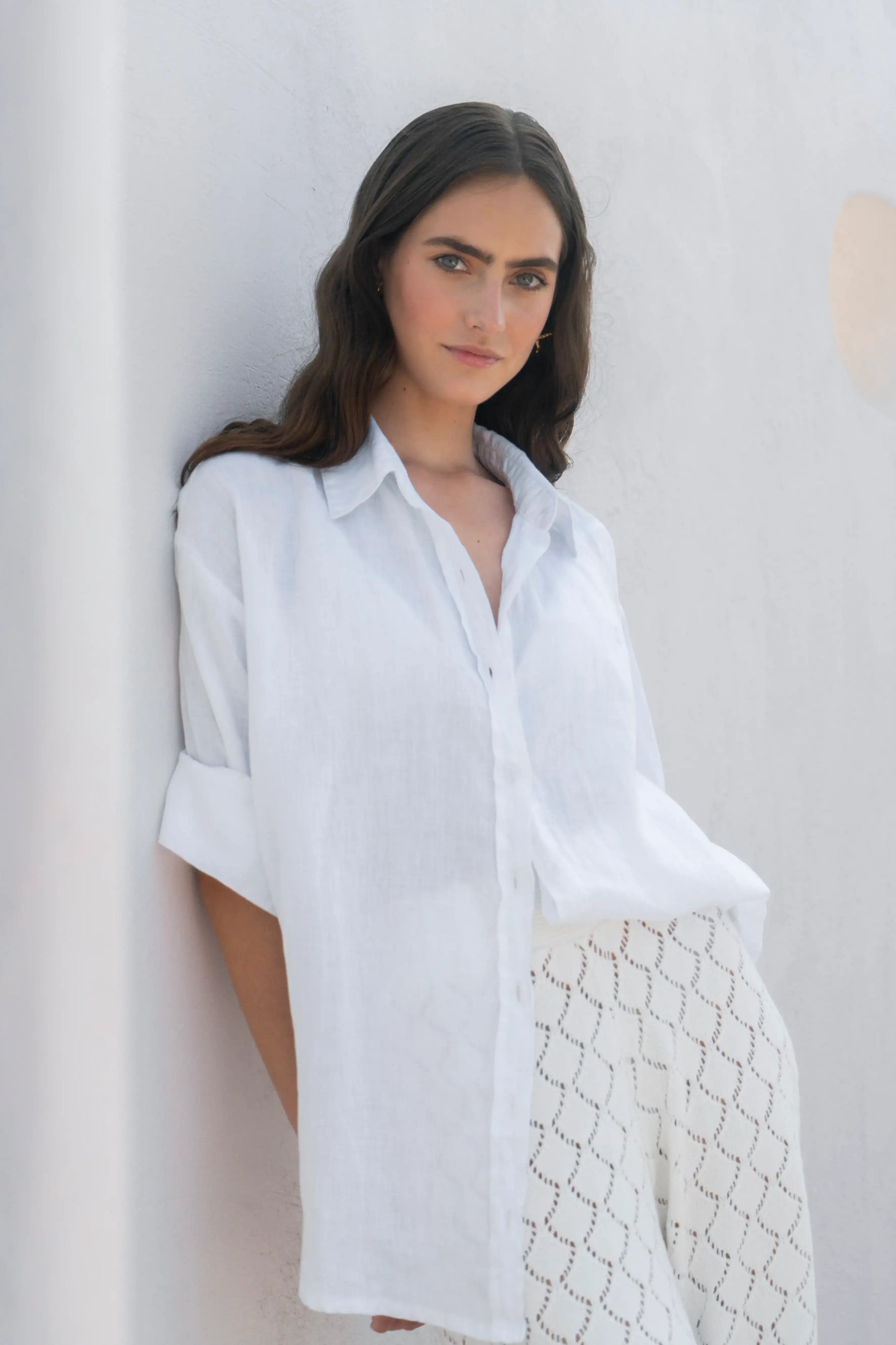 Camisa Lino Mujer Blanca