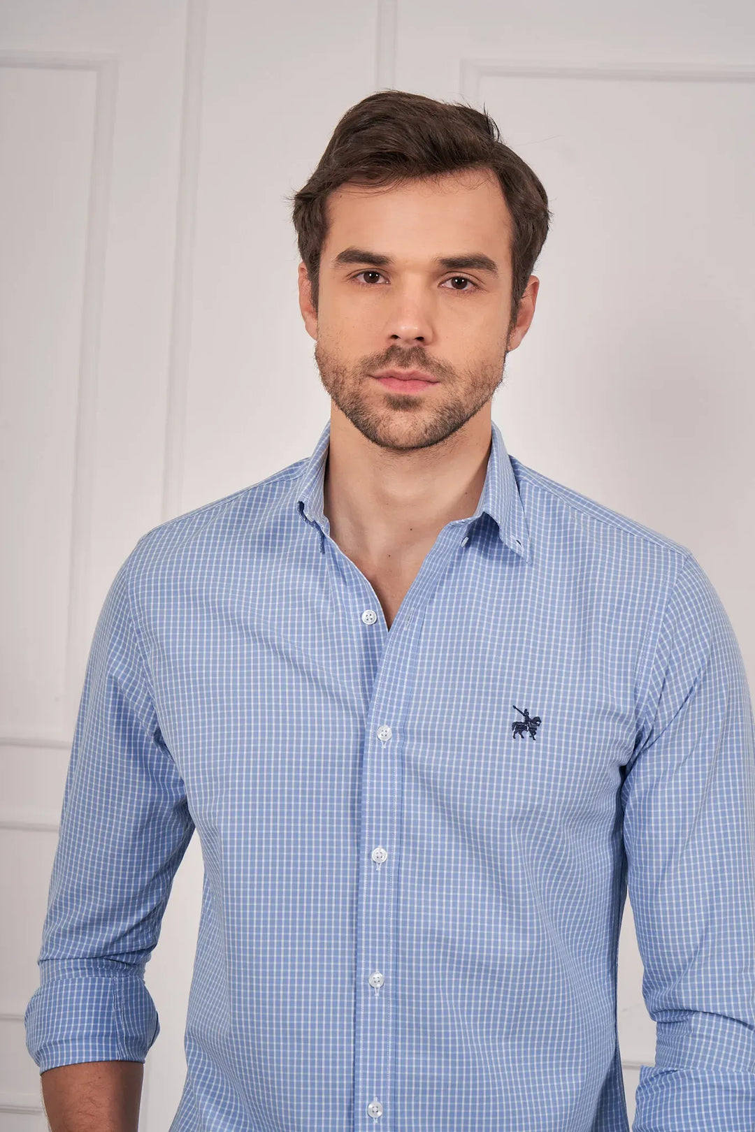 Camisa Cuadros Toulouse Hombre Azul Claro