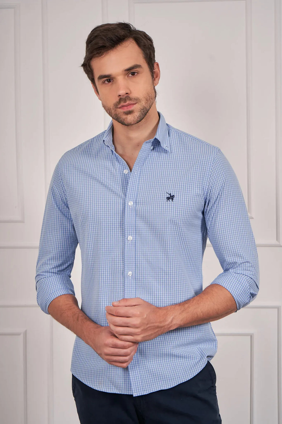 Camisa Cuadros Toulouse Hombre Azul Claro