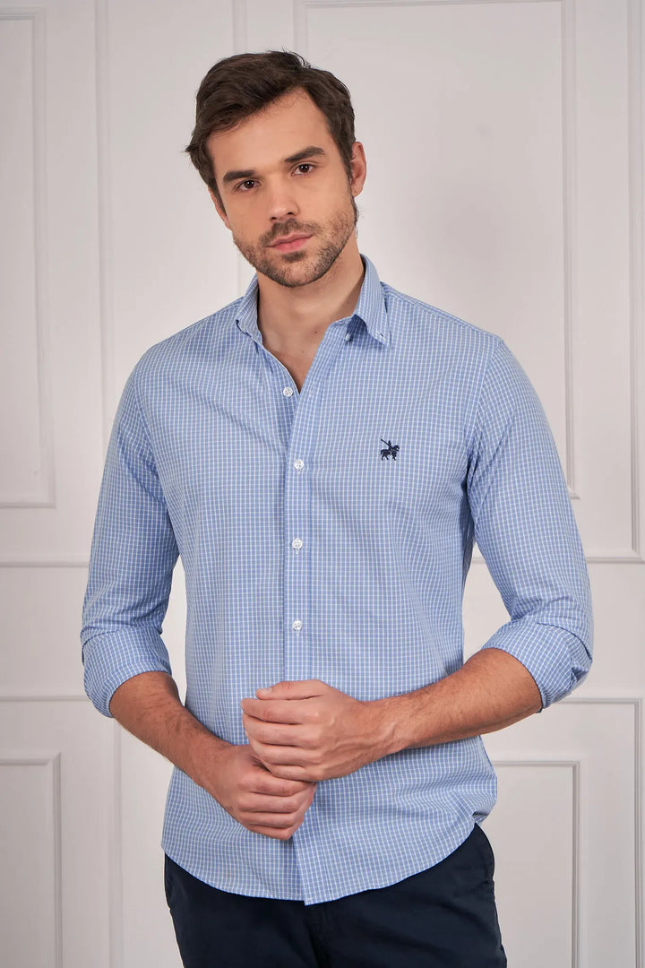 Camisa Cuadros Toulouse Hombre Azul Claro