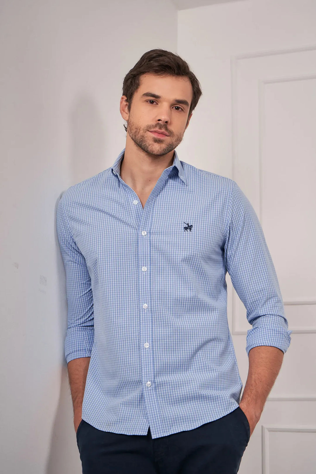 Camisa Cuadros Toulouse Hombre Azul Claro