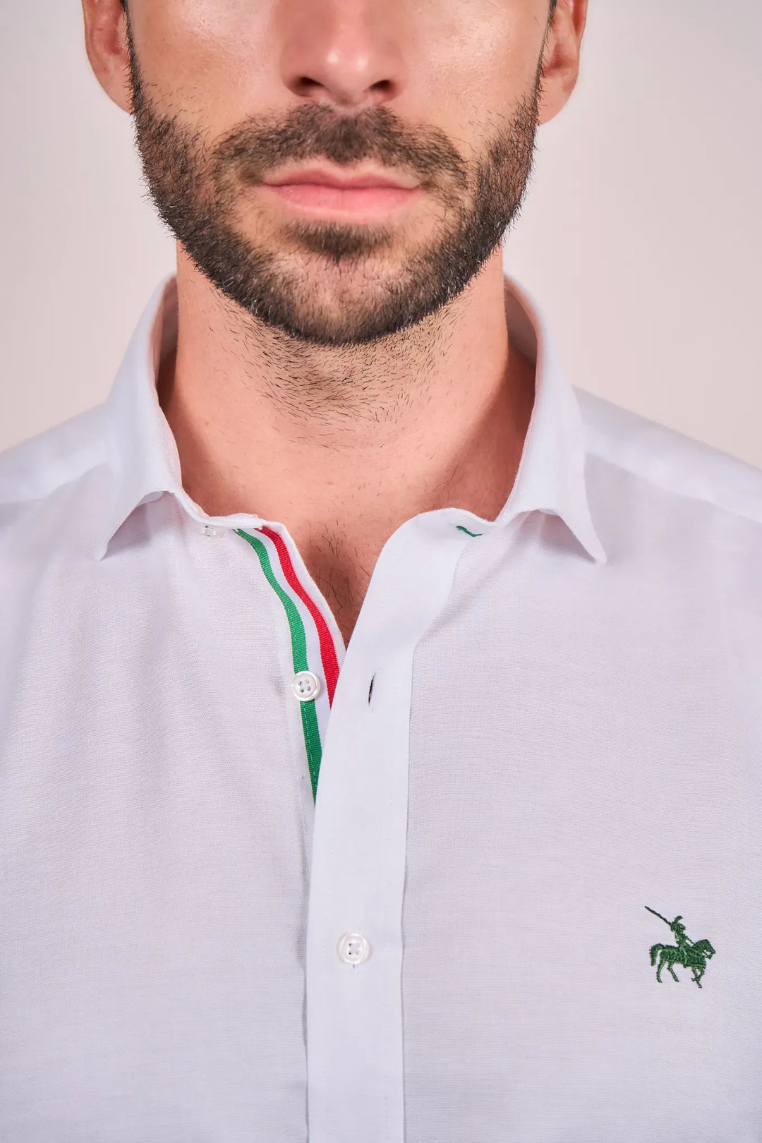 Camisa blanca para hombre Italia, camisa con lineas de colores bandera ...