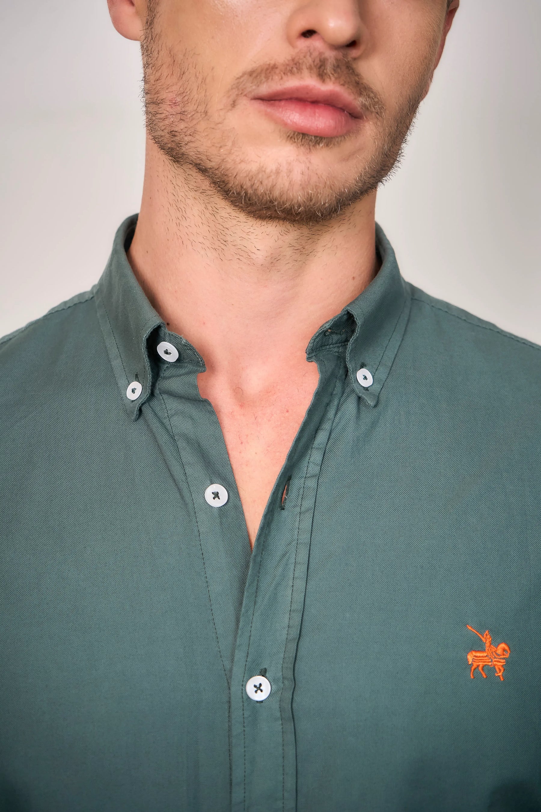 Camisa Oxford Hombre Verde militar