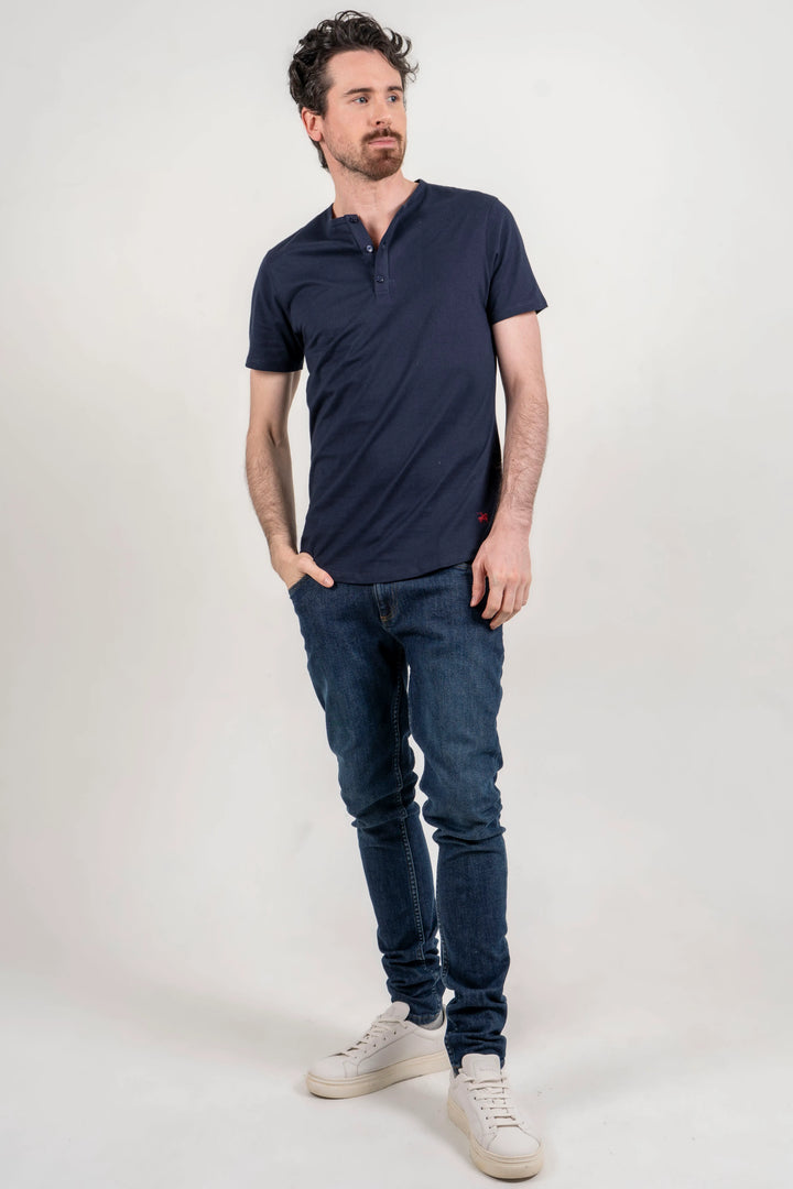 Henley T Shirt Azul oscura