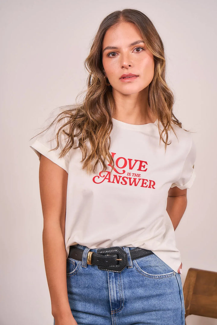 T Shirt Love Is The Answer Mujer Blanca