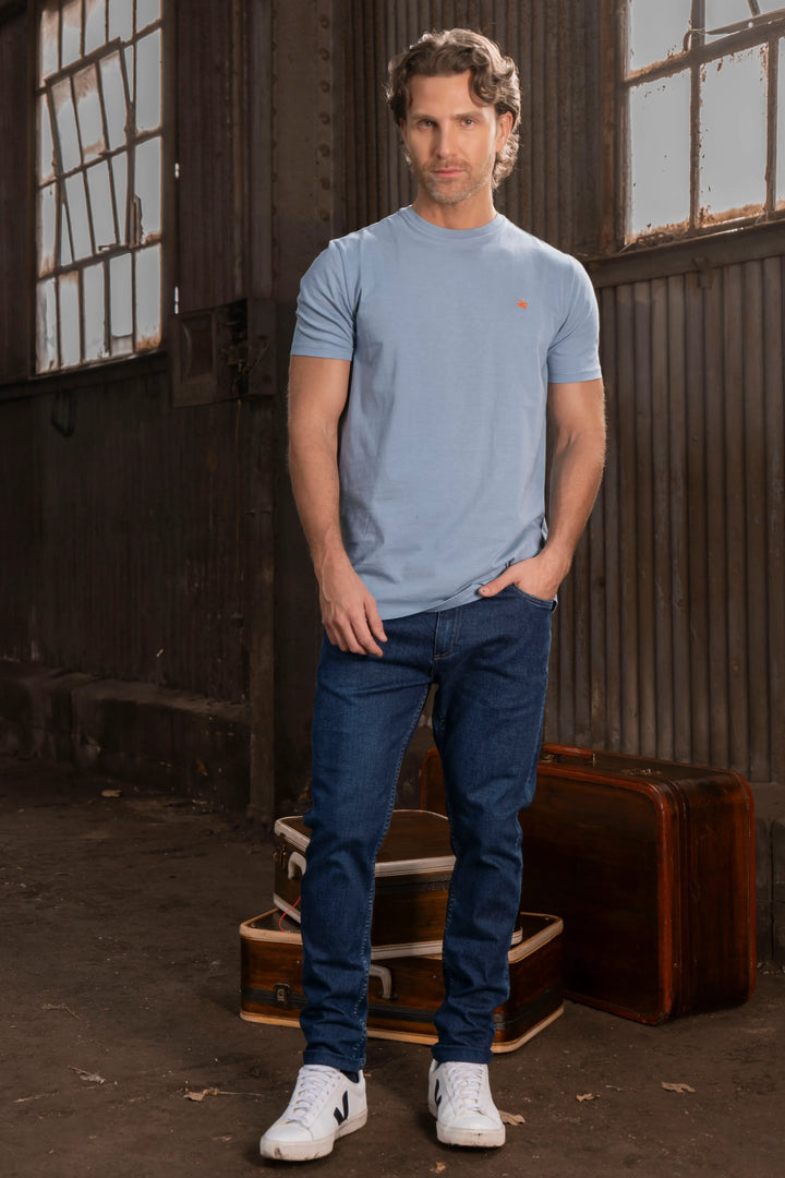 Camiseta Soft Hombre Azul Medio