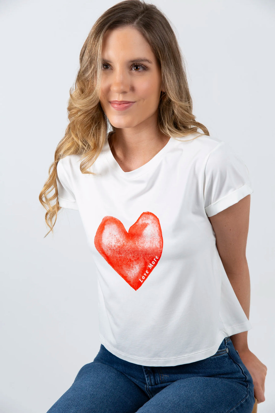 T Shirt More Love Mujer Hueso