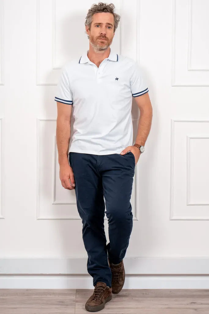 Camiseta Polo Pique Hombre Blanco