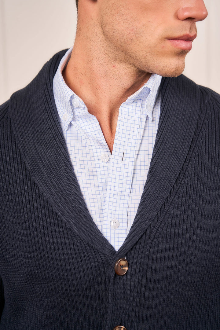 Cardigan Shawl Collar Hombre Azul oscuro