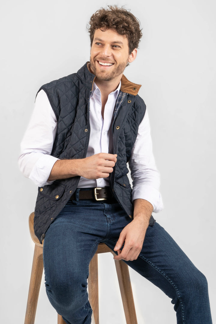 Chaleco Quilted Vest Hombre Azul Oscuro