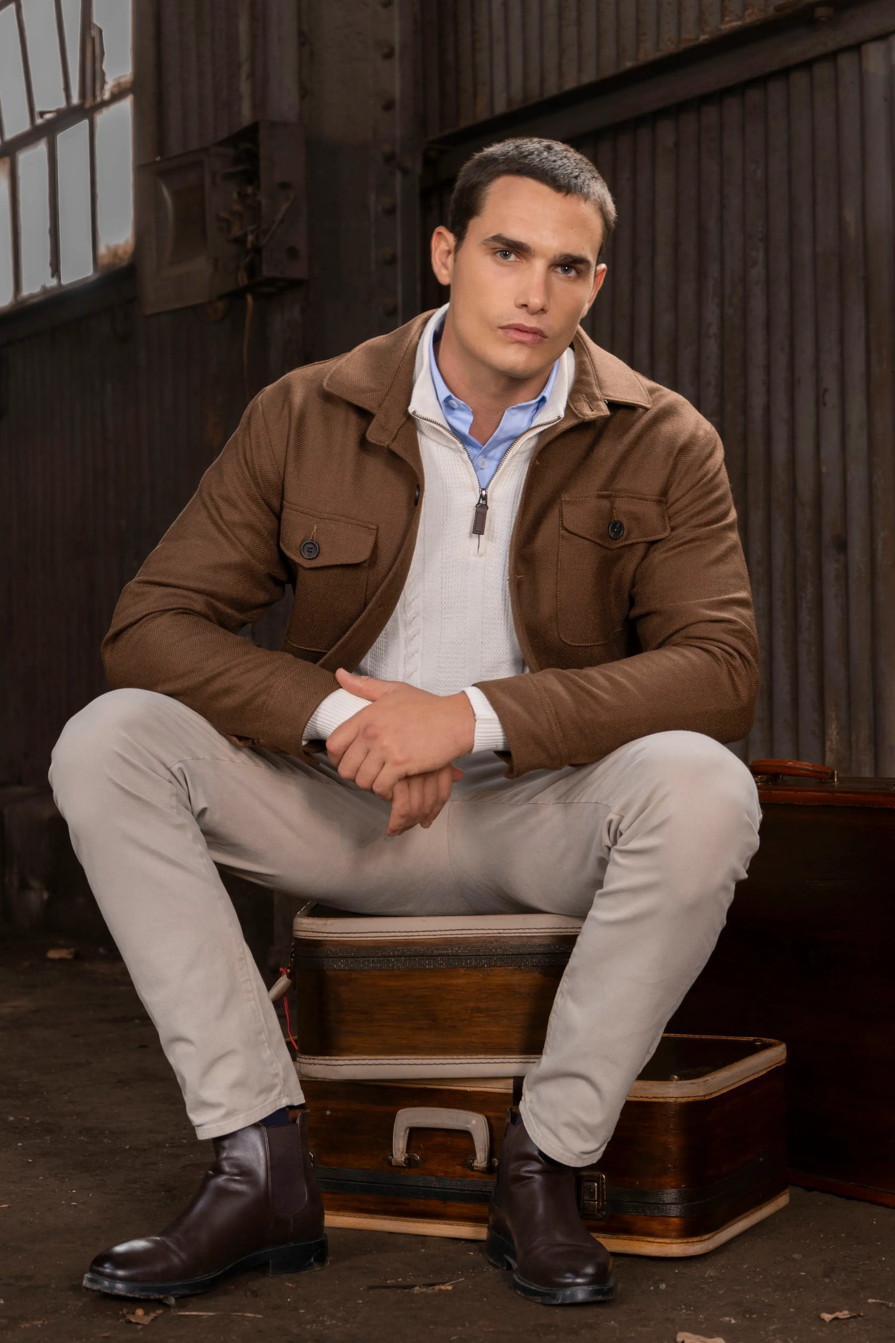 Chaqueta Lana Hombre Tabaco