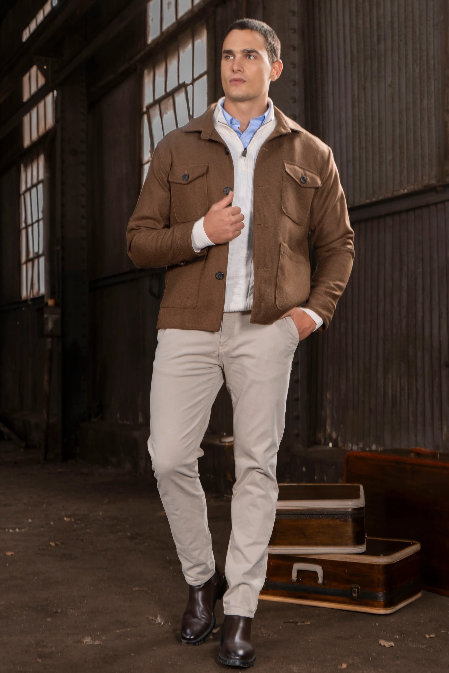 Chaqueta Lana Hombre Tabaco