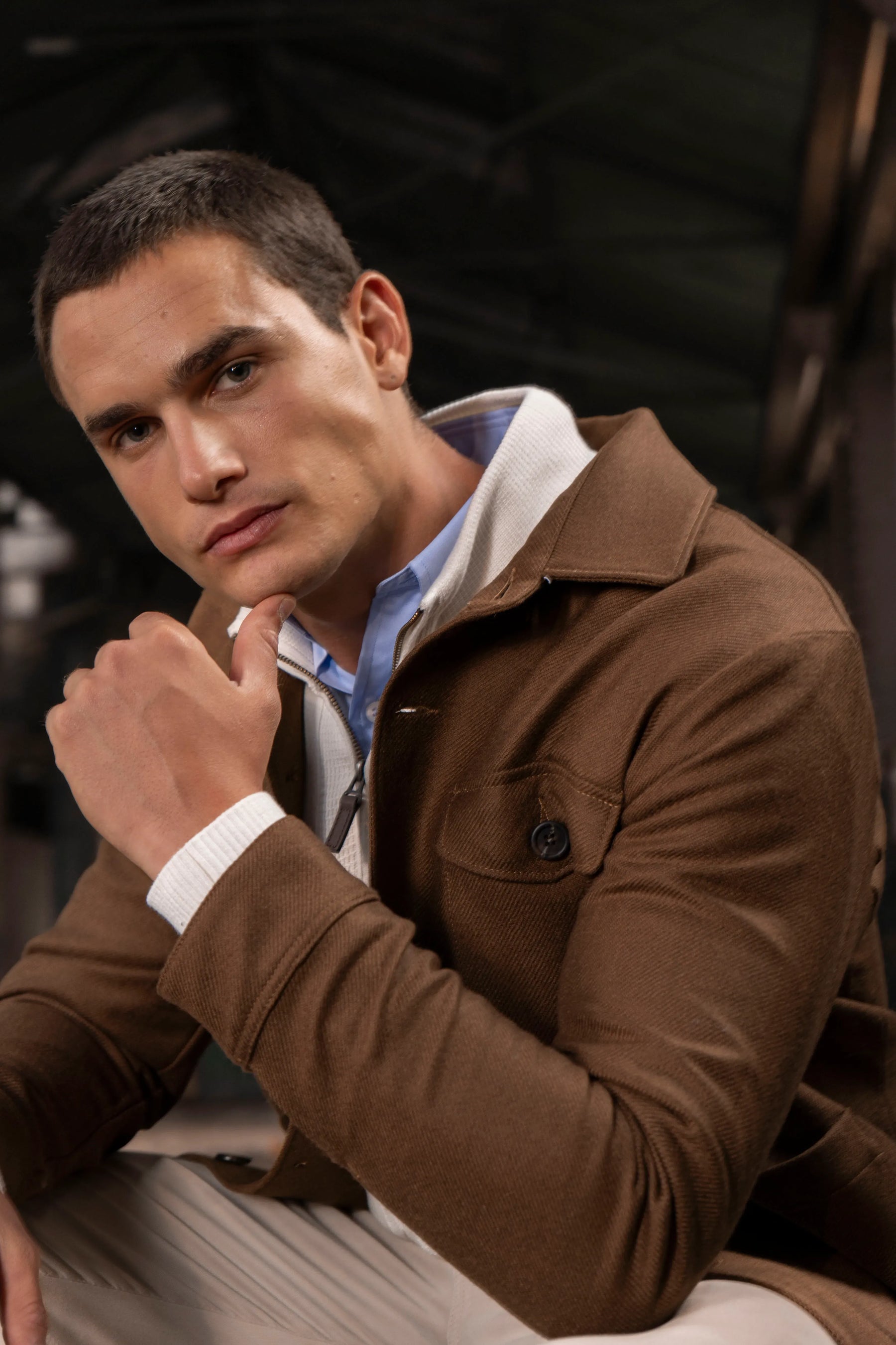 Chaqueta Lana Hombre Tabaco