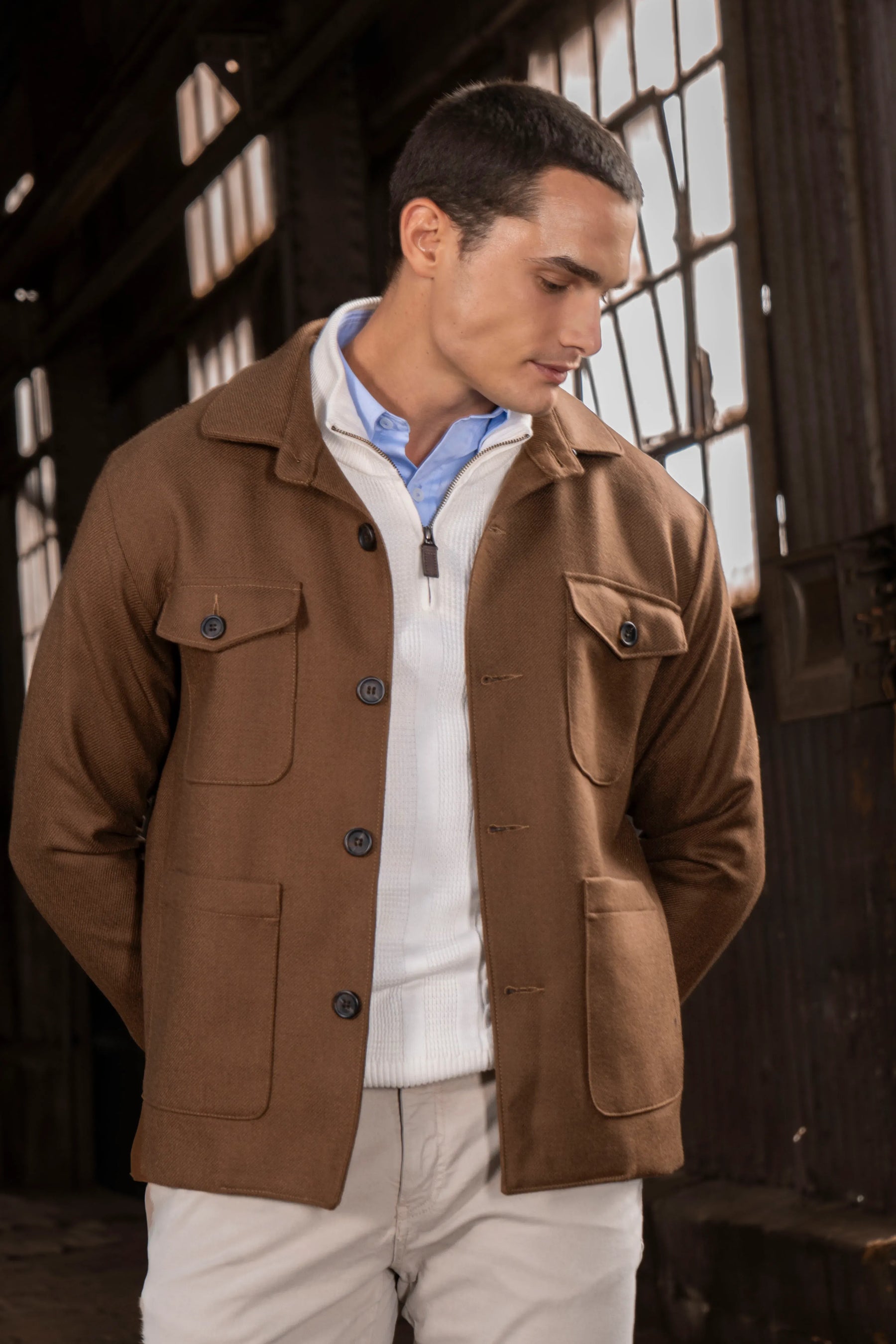 Chaqueta Lana Hombre Tabaco