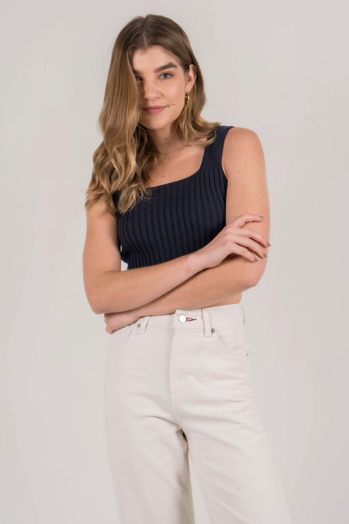 Crop Top Azul Oscuro