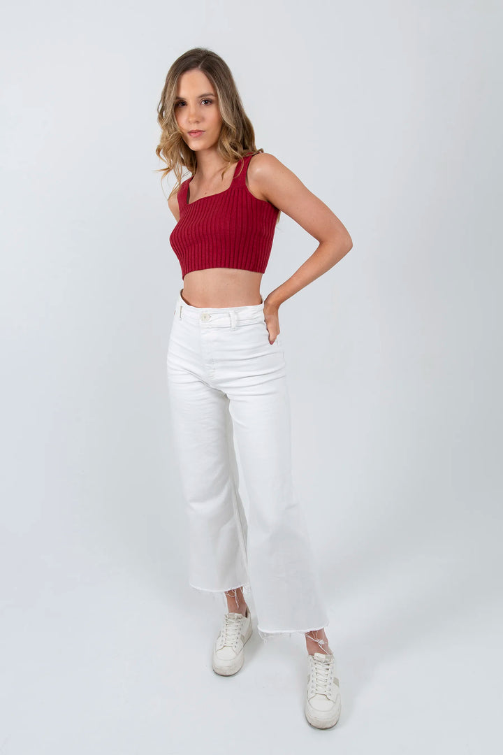 Crop Top Vinotinto Mujer