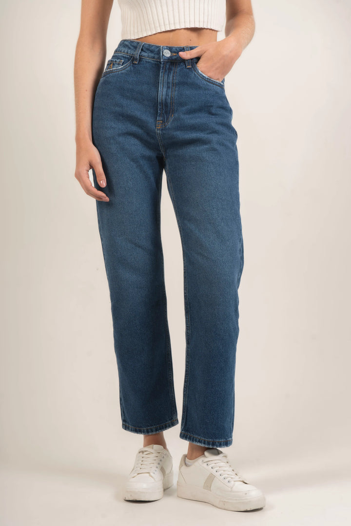 Straight Jeans Mujer Azul Oscuro