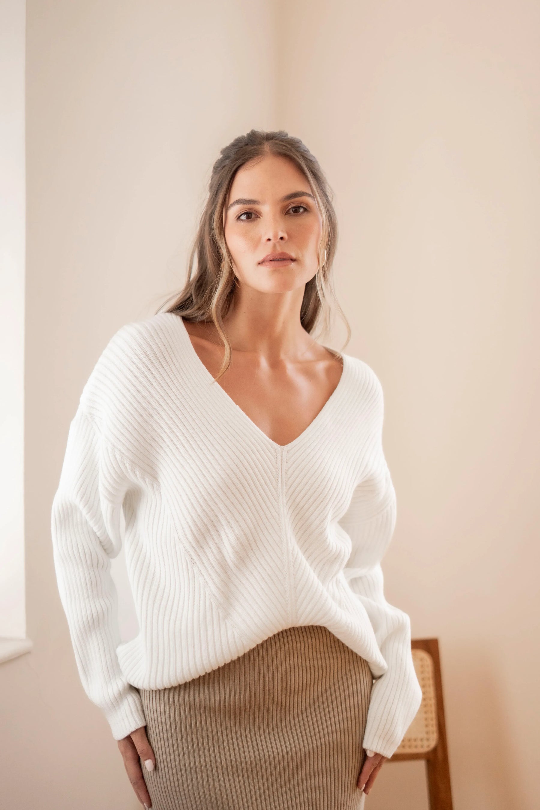 Outfit Cavalieri Blanco-Camel Mujer