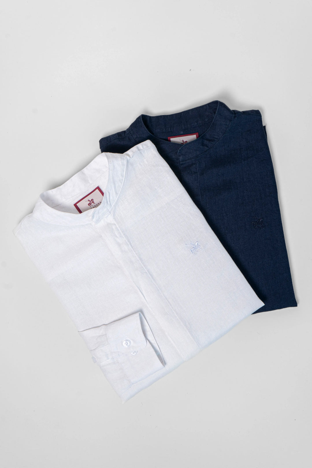2 pack camisas para hombre tejido azul y blanca tejido 100% lino