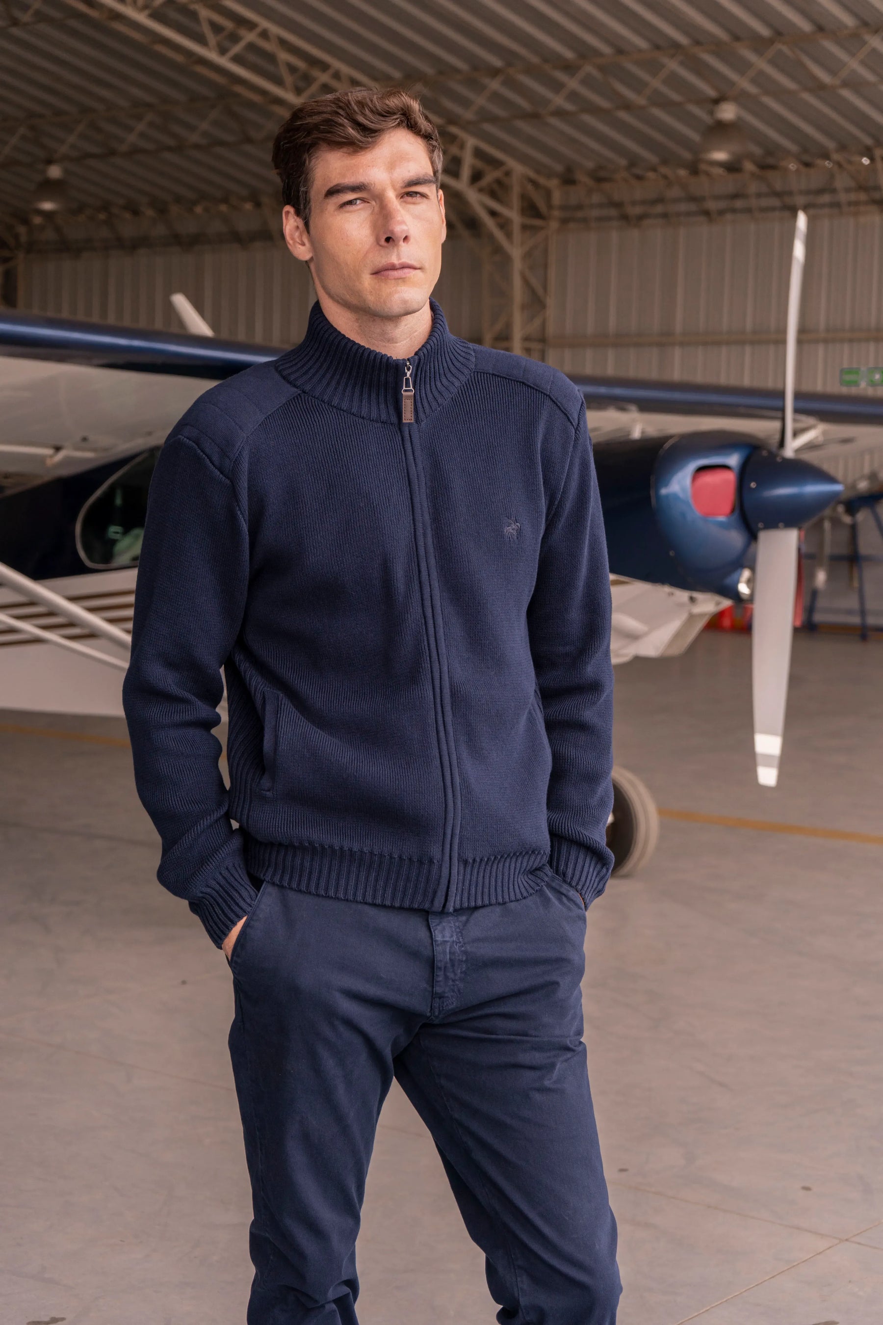 Fullzip Beckett Hombre Azul Oscuro