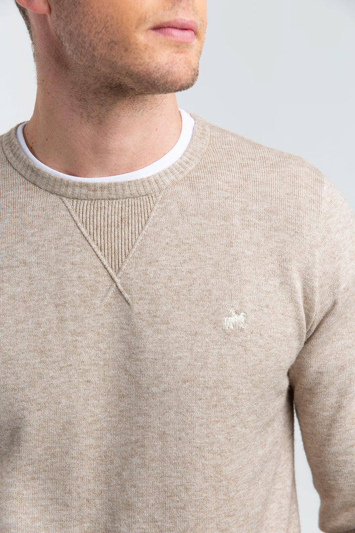 Suéter Crewneck Tejido Hombre Camel