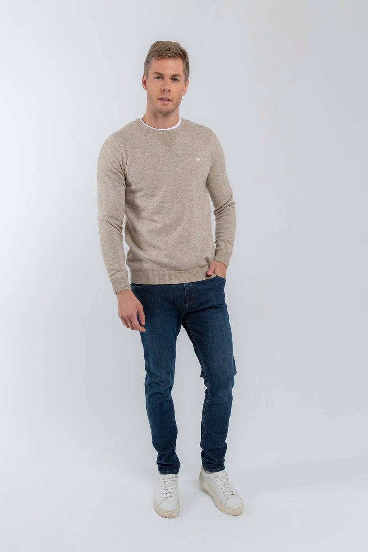 Suéter Crewneck Tejido Hombre Camel