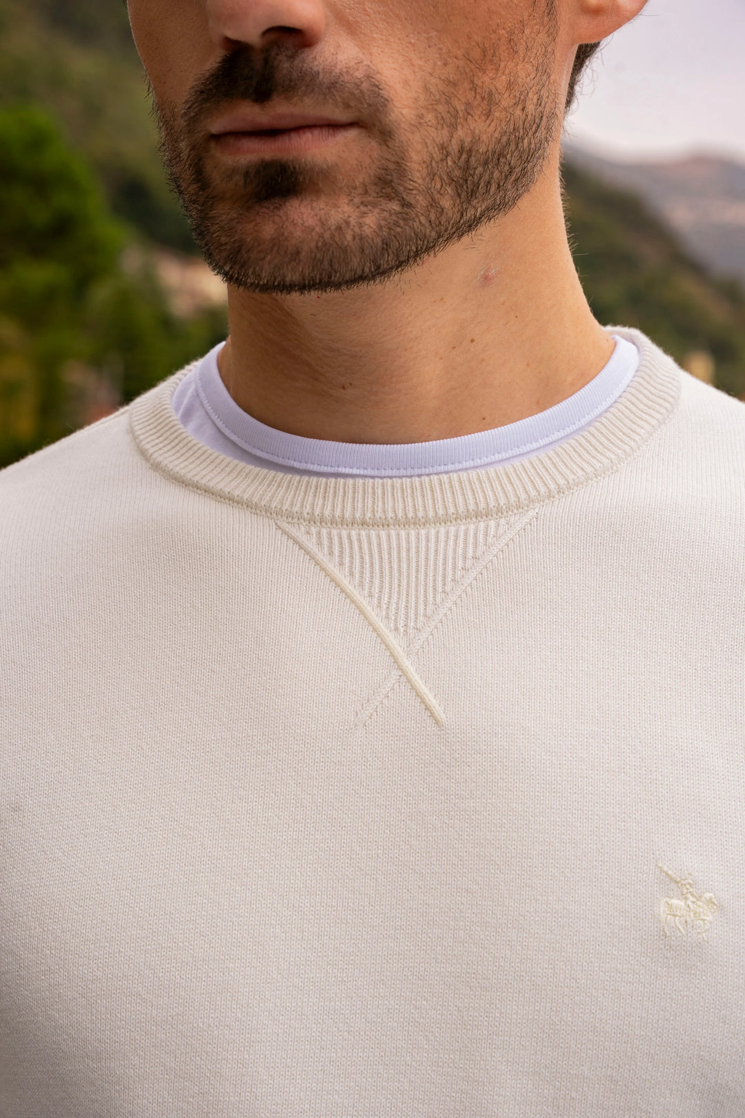 Suéter Crewneck Hombre Hueso