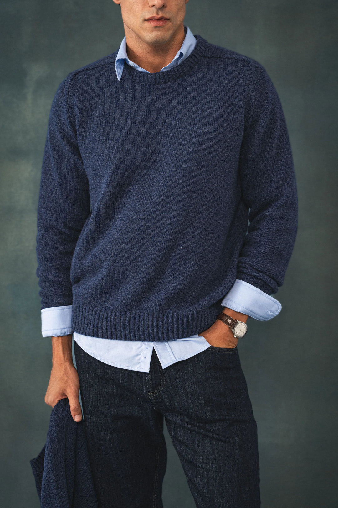 Crewneck Lana Hombre Azul