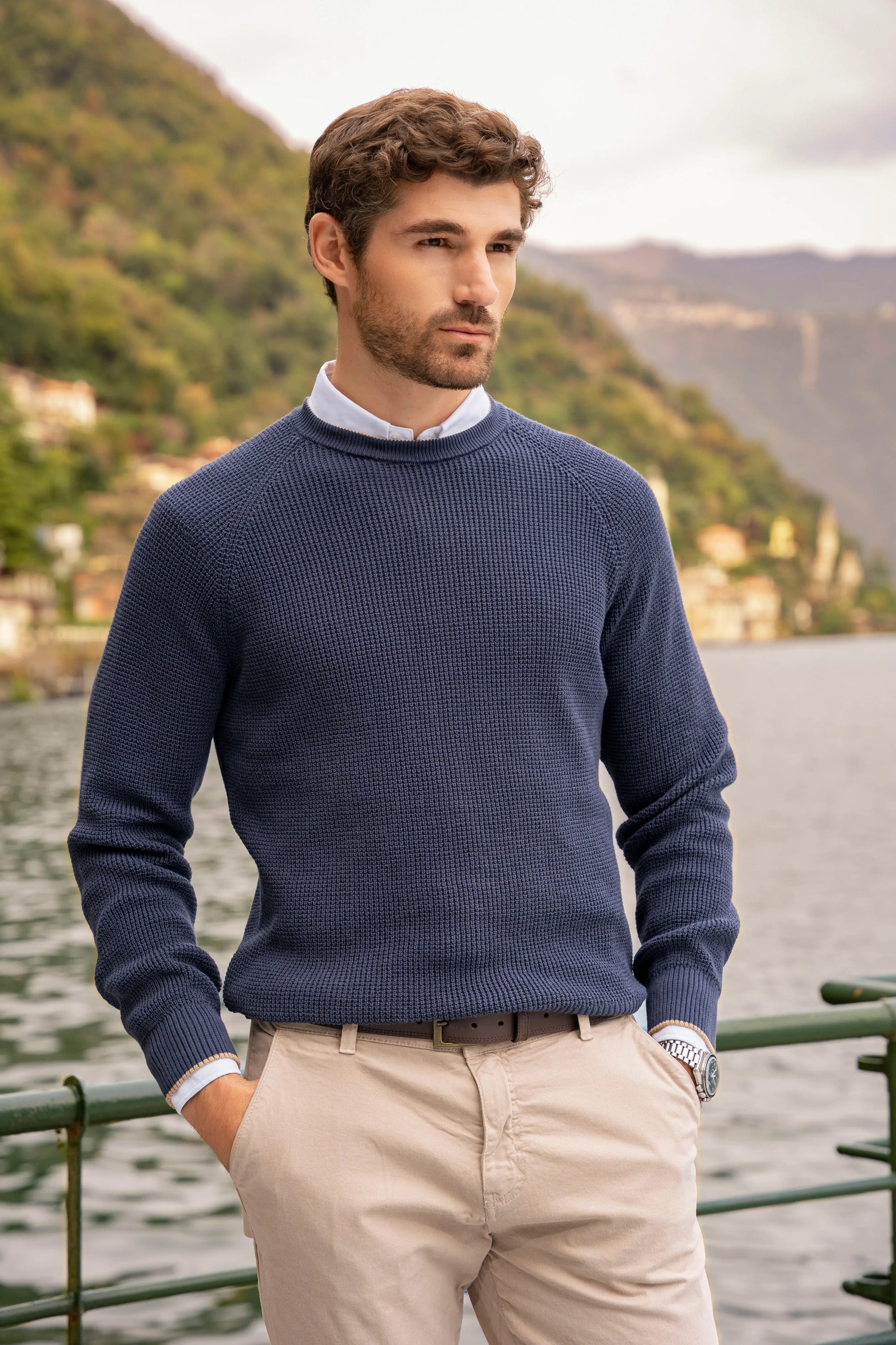Suéter Vigneto Cuello redondo Hombre Azul Oscuro