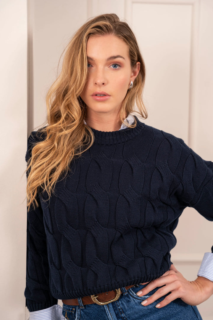 Sueter Hortensia Azul Oscuro Mujer