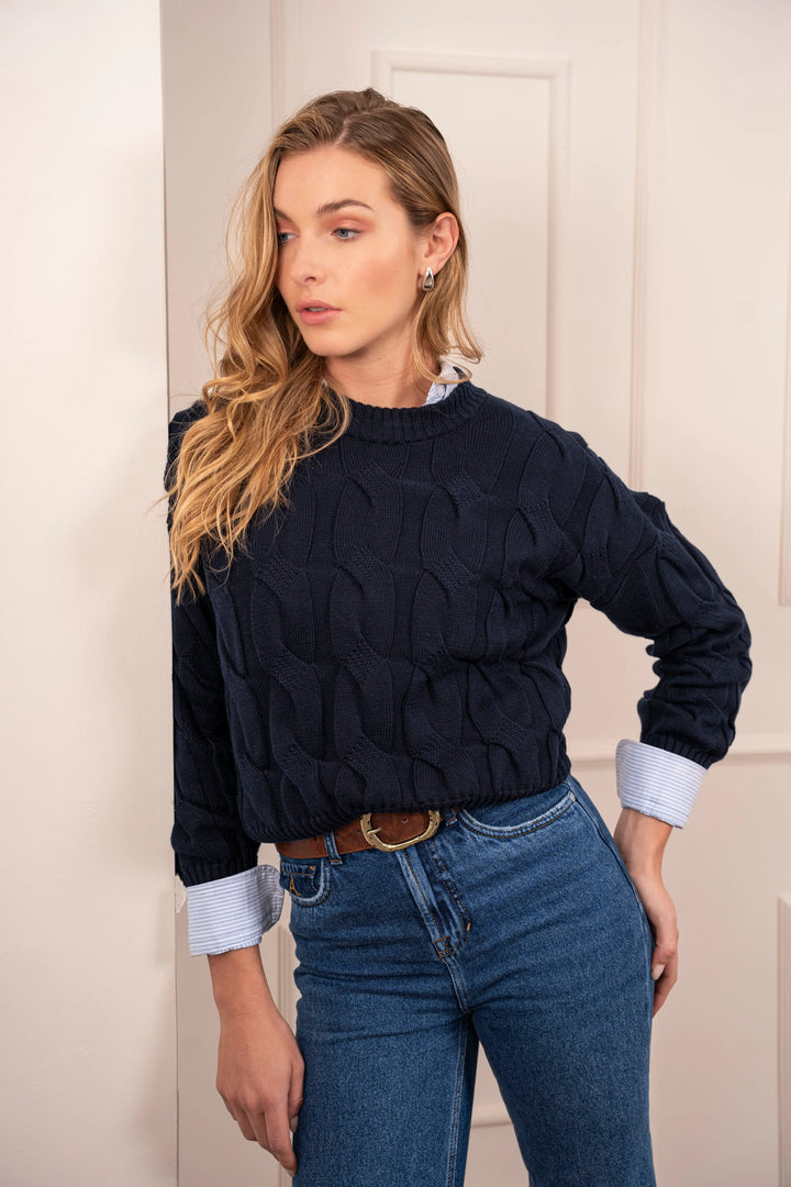 Sueter Hortensia Azul Oscuro Mujer