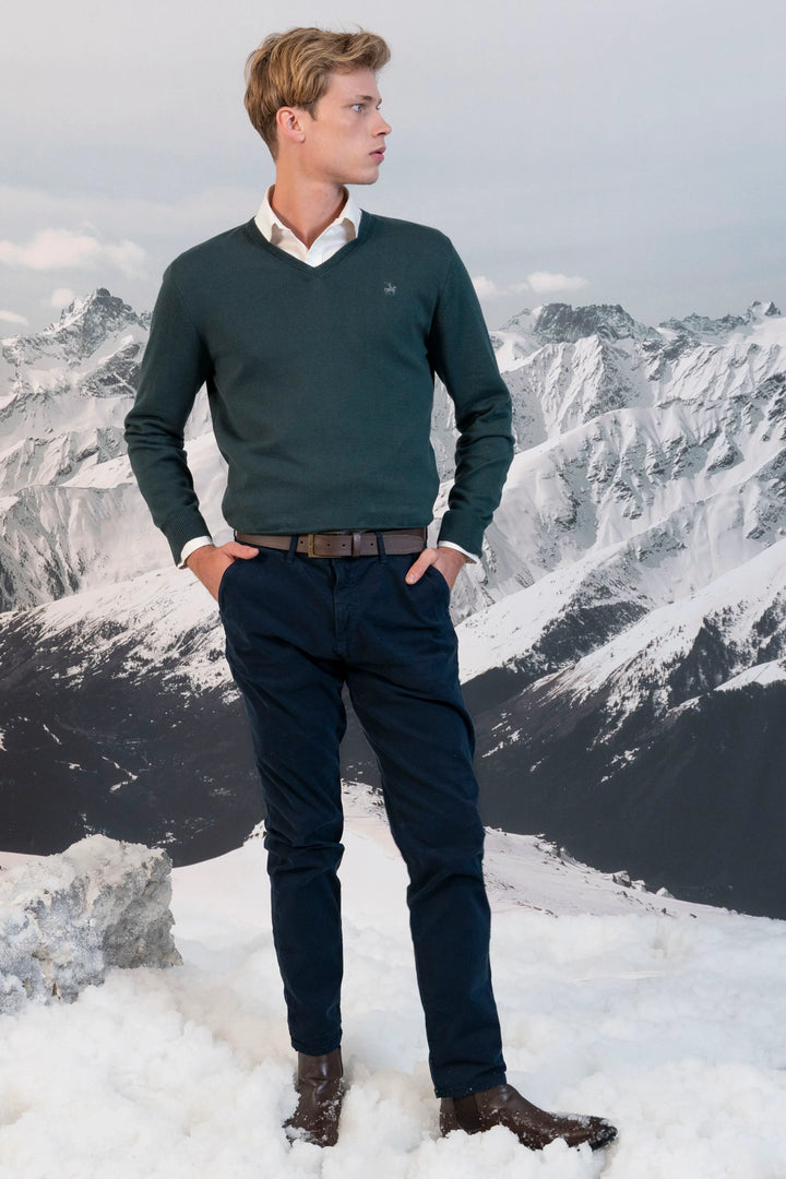 Suéter V neck Hombre Verde