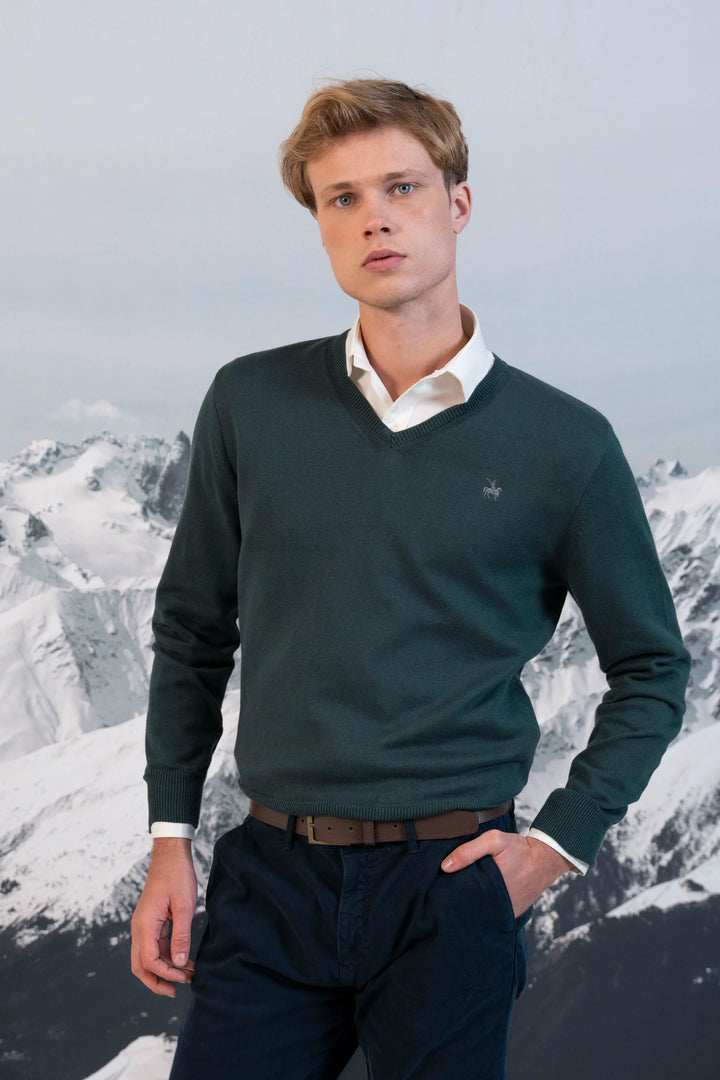 Suéter V neck Hombre Verde