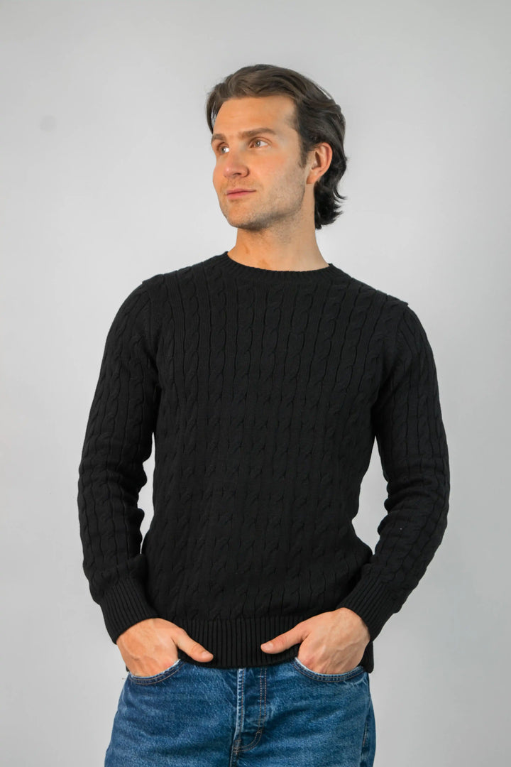 Saco para hombre cuello redondo trenzado Armatura color negro