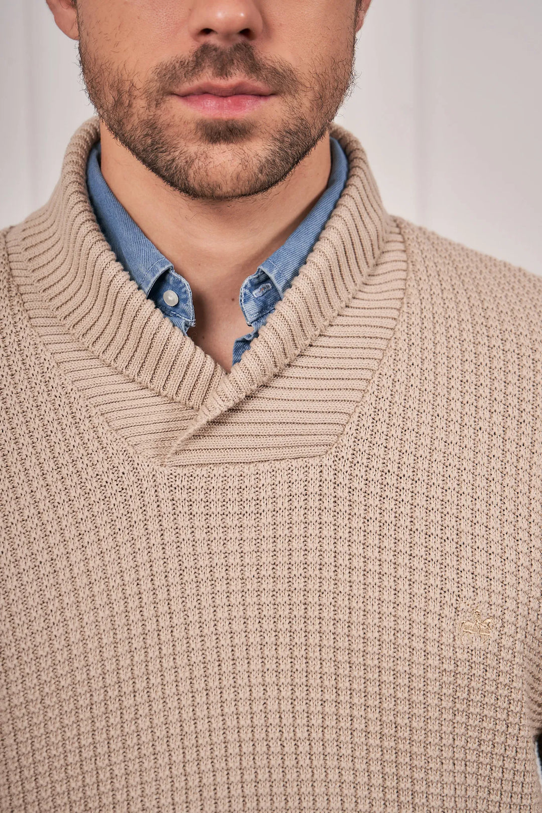 Suéter Shawl Collar Hombre Camel