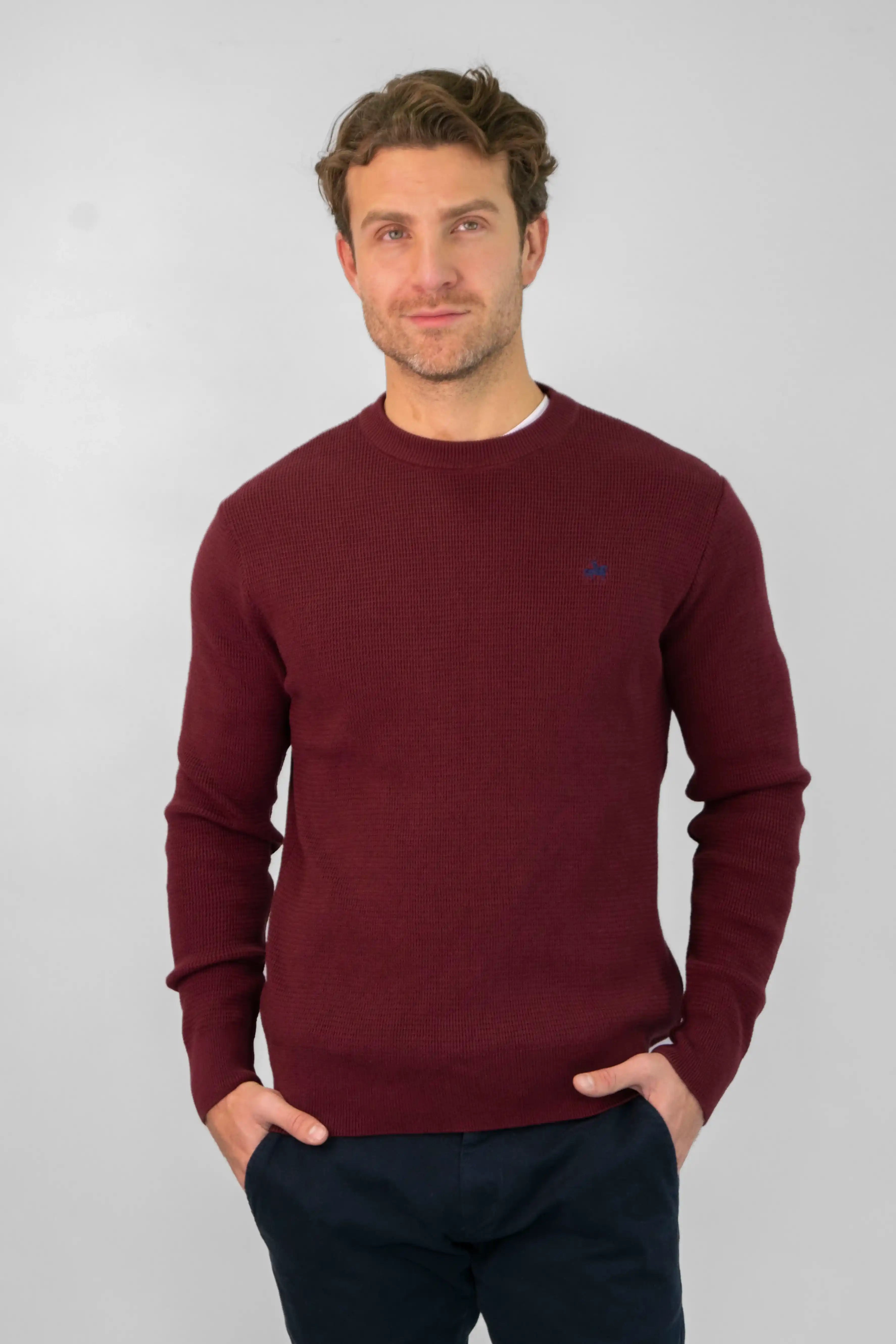 Sueter Textured Cuello Redondo Vinotinto