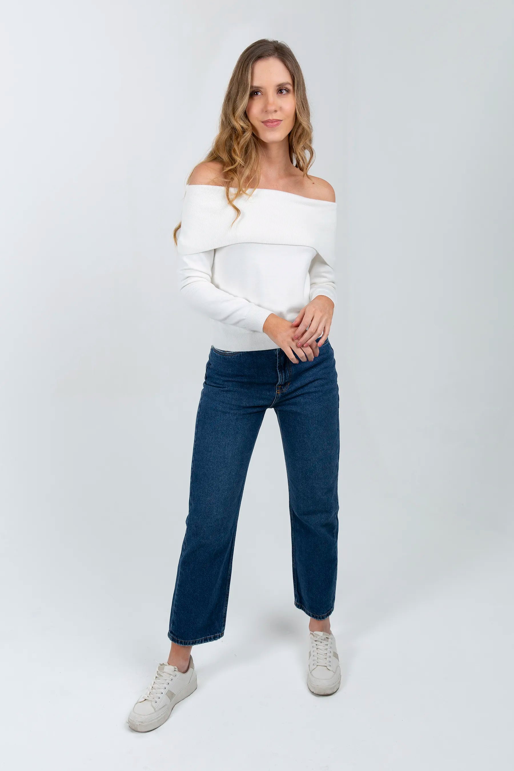 Sueter Off Shoulder Hueso Mujer