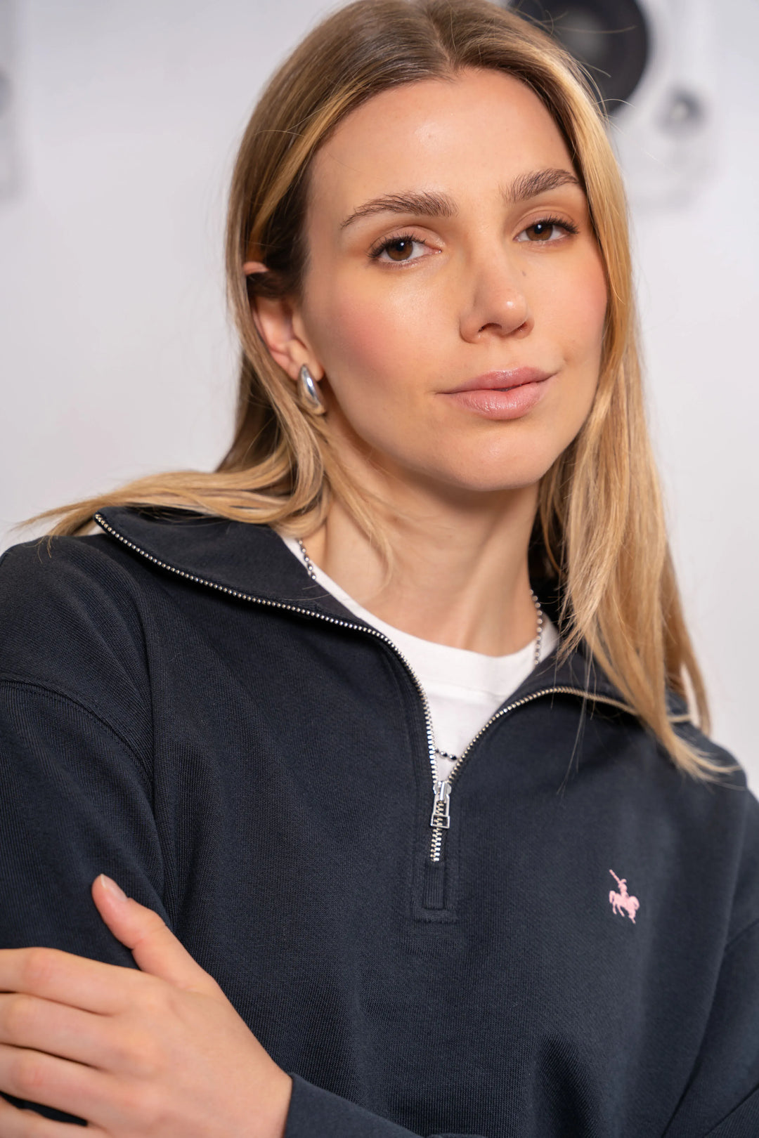 Halfzip Classic Mujer Azul Oscuro