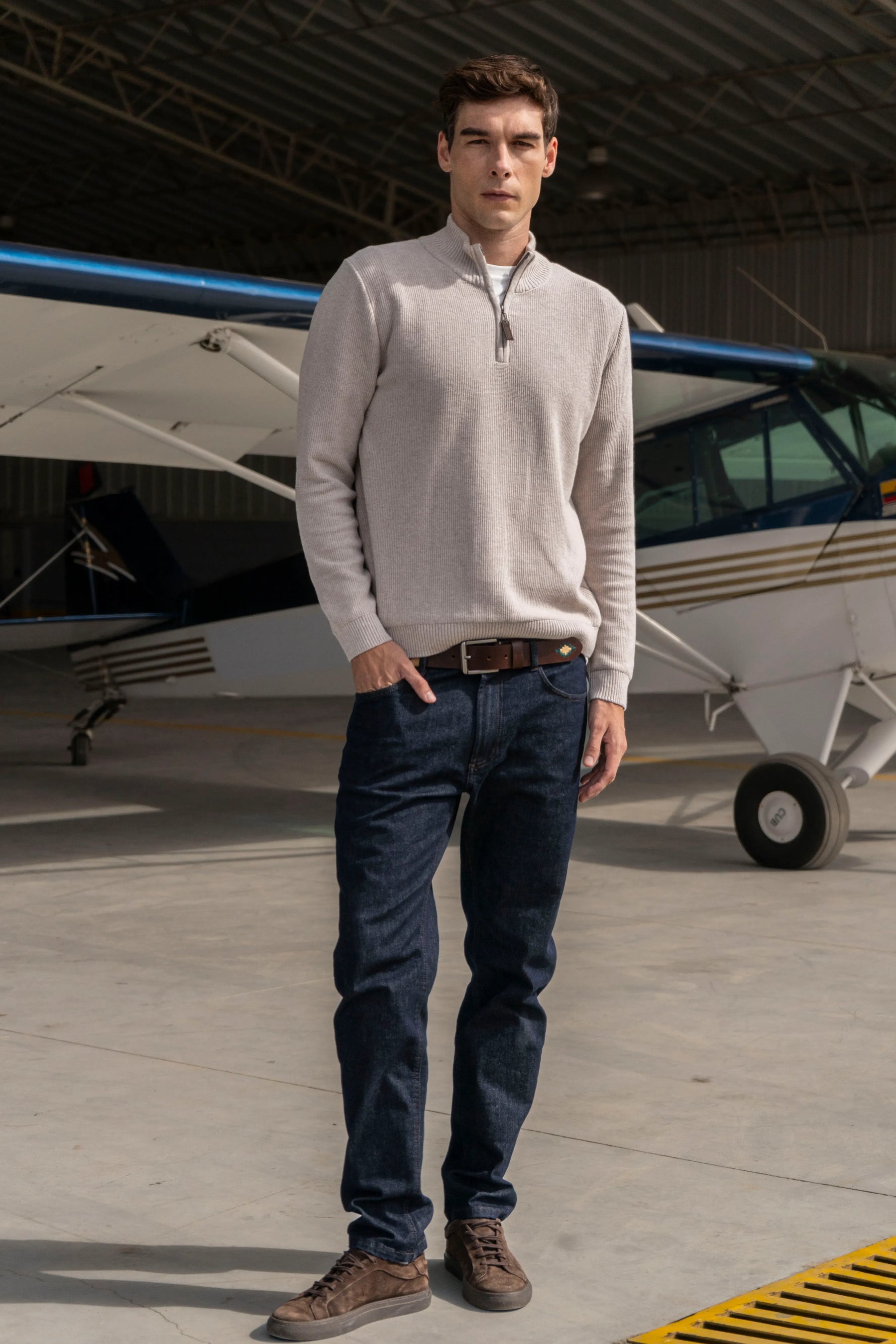 Suéter Halfzip Honey Hombre Arena