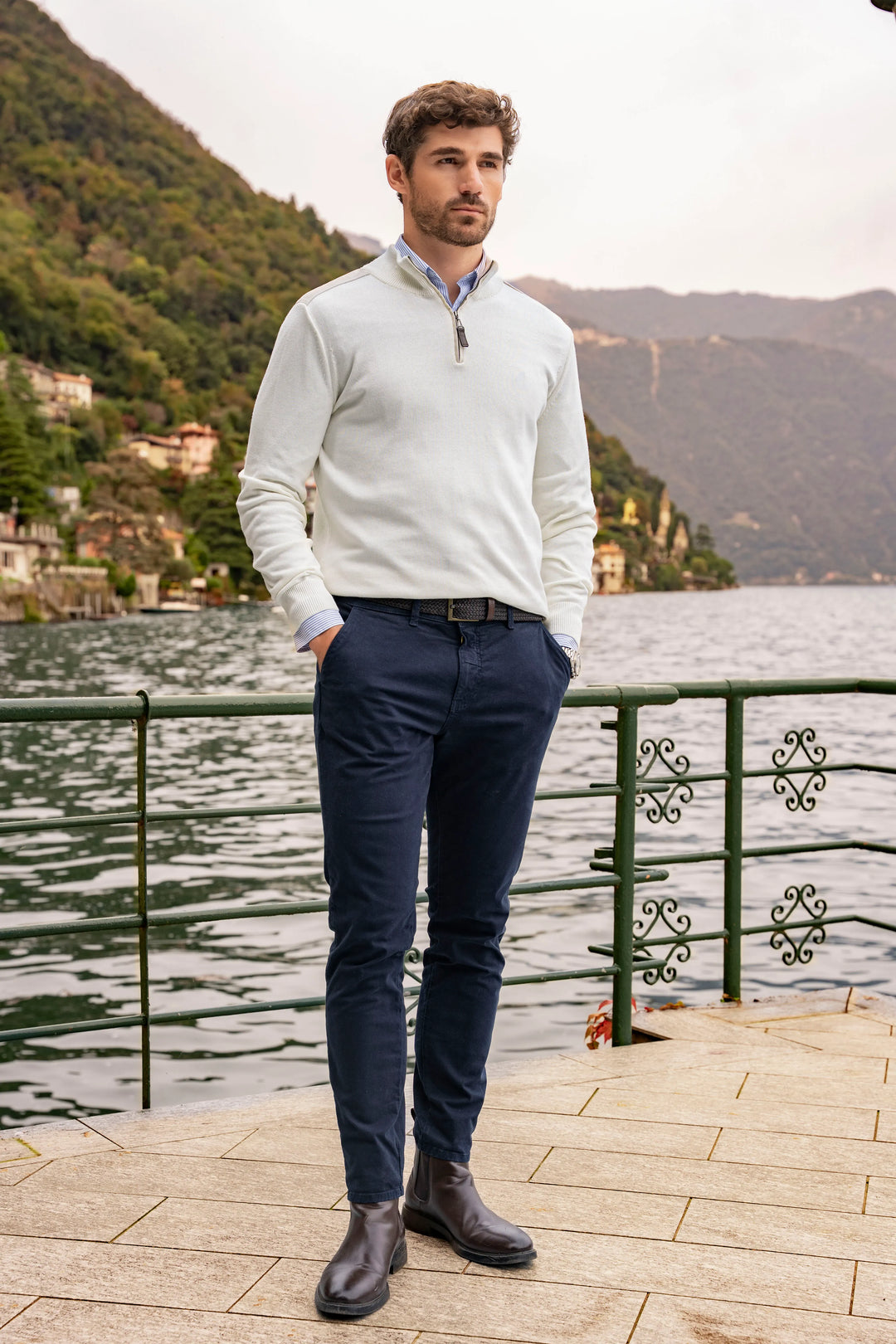 Suéter Halfzip Piamonte Hombre Hueso