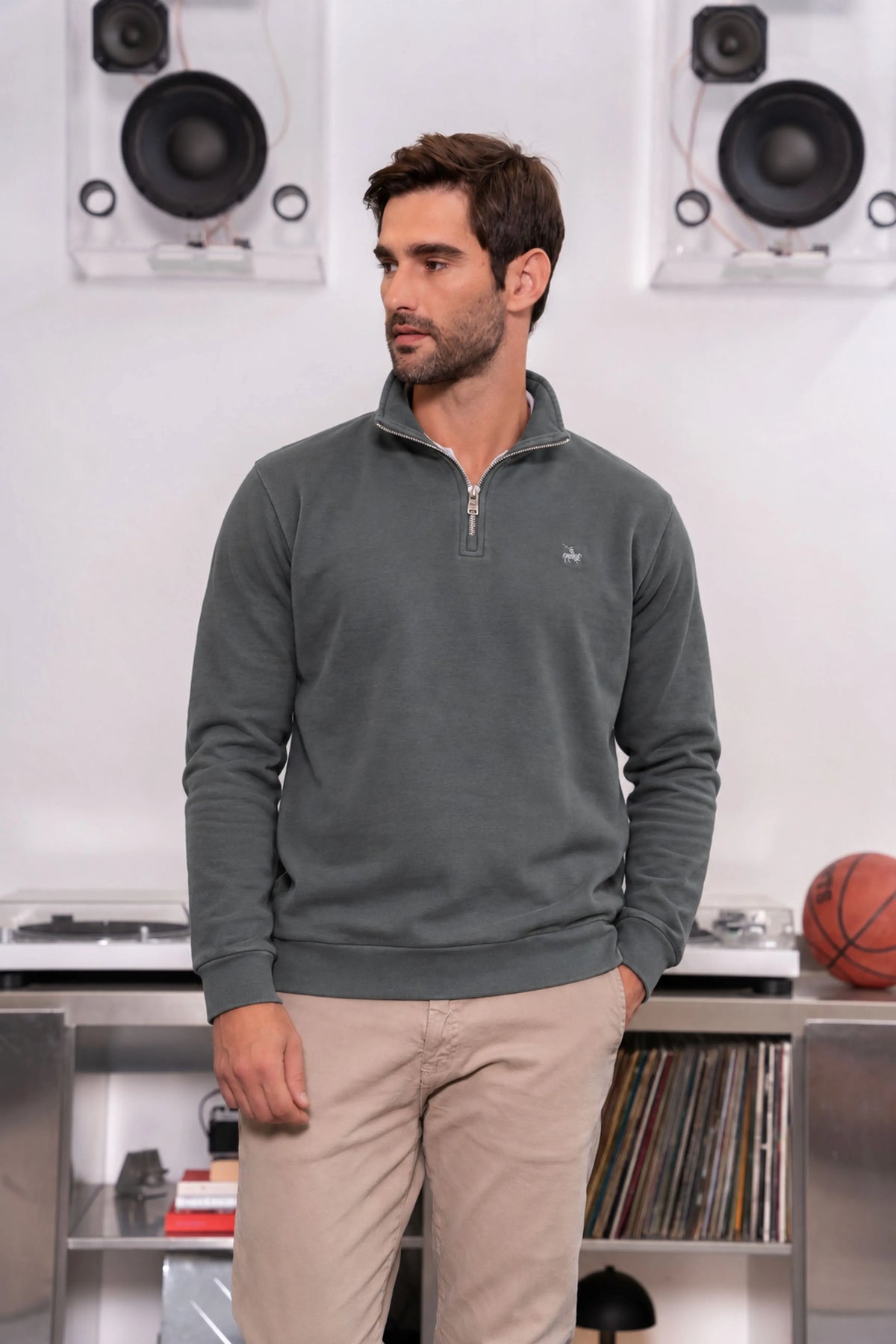 Halfzip Premium Comfy Hombre Gris