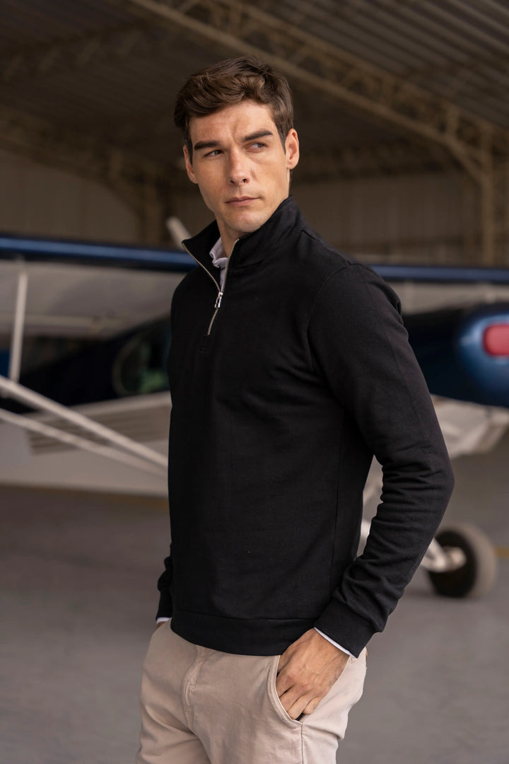 Halfzip Premium Comfy Hombre Negro