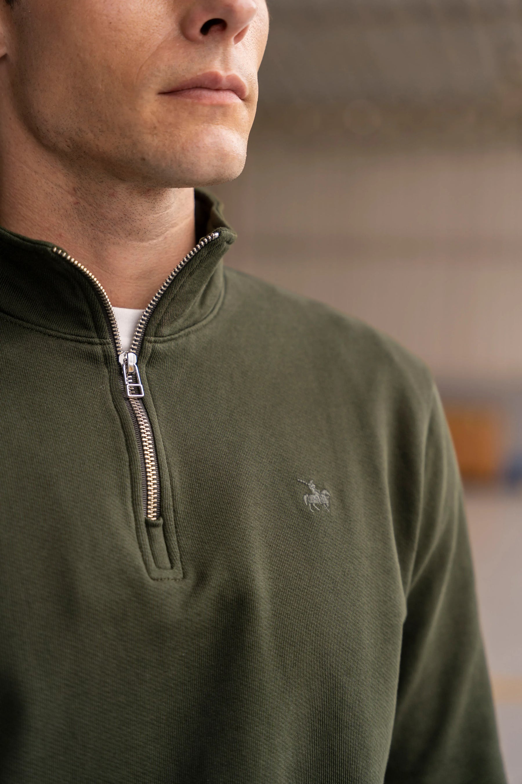 Halfzip Premium Comfy Hombre Verde Militar