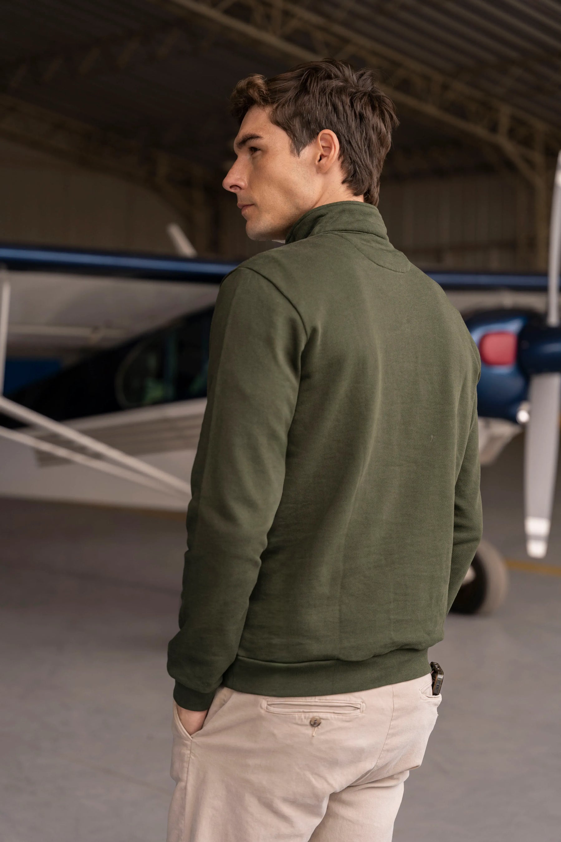 Halfzip Premium Comfy Hombre Verde Militar