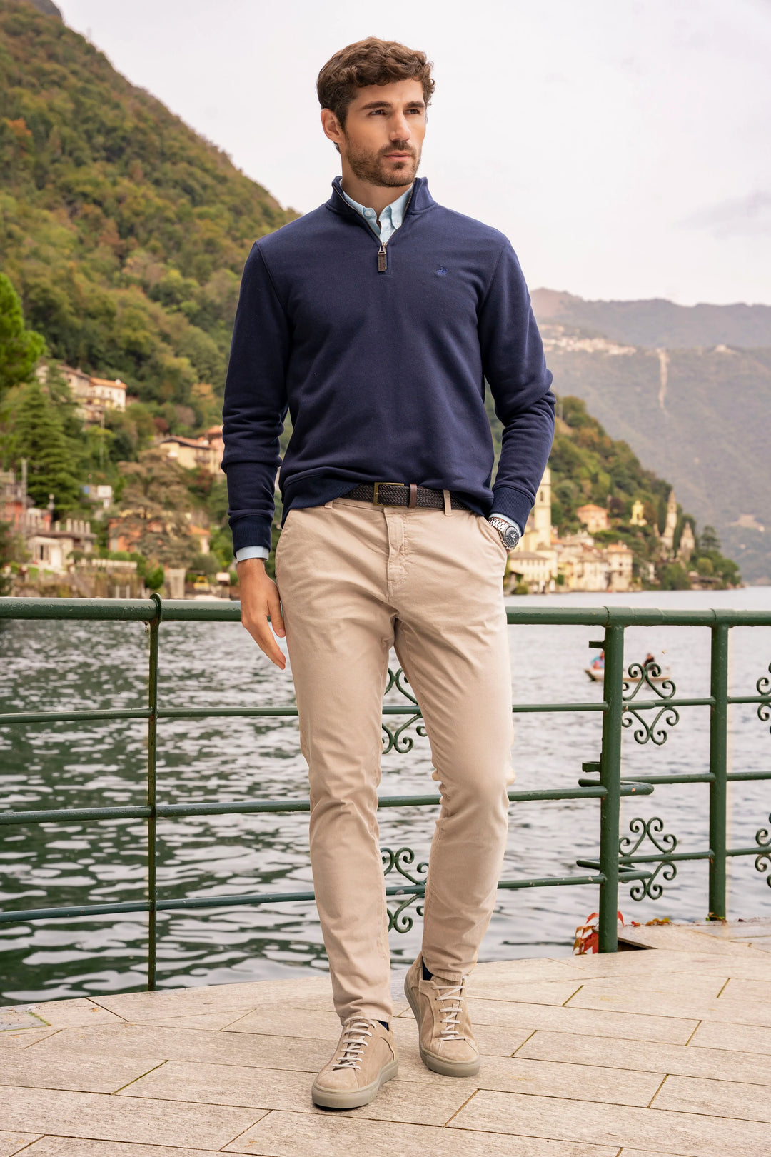 Suéter Halfzip Varenna Hombre Azul Oscuro