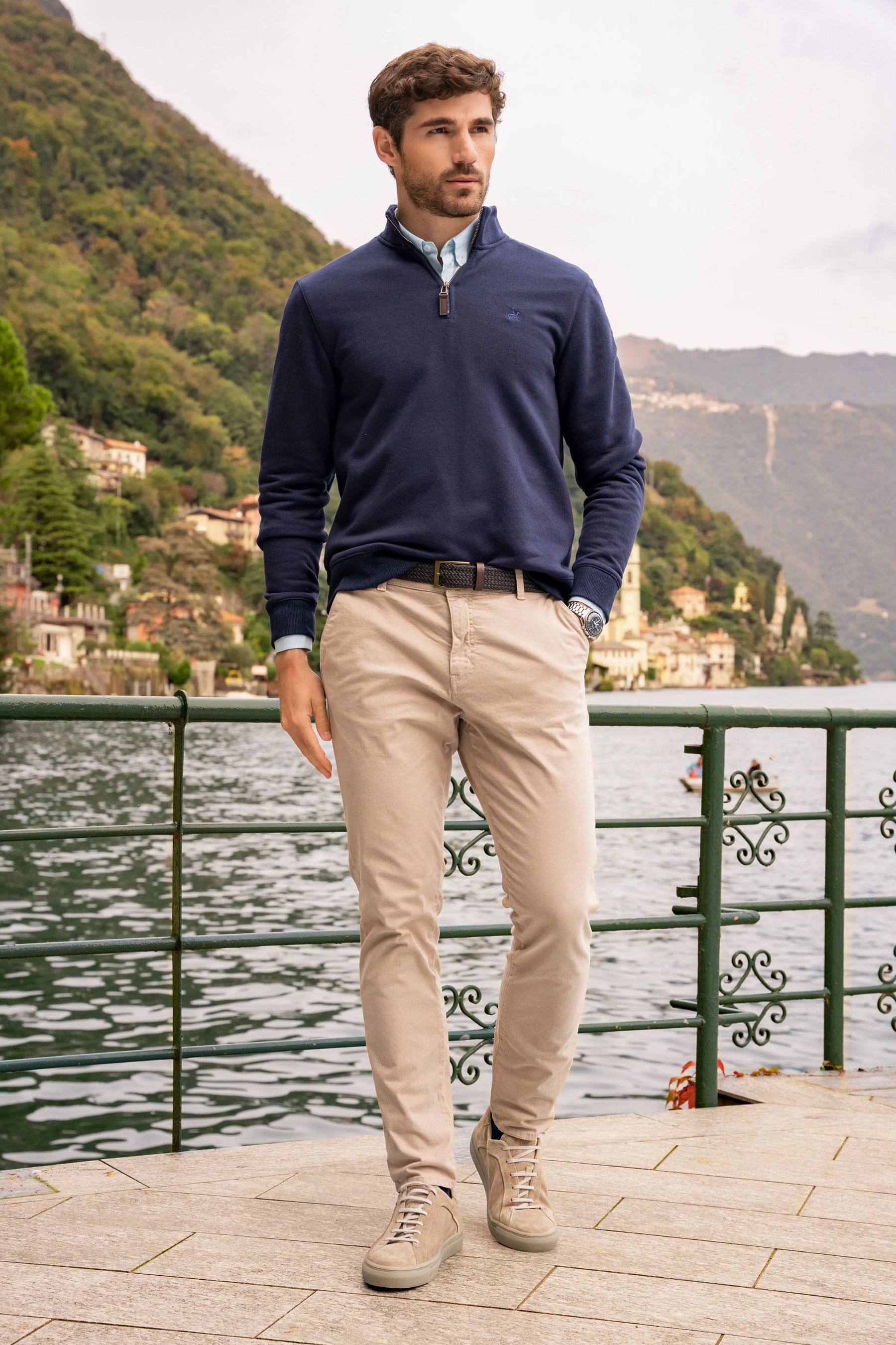 Suéter Halfzip Varenna Hombre Azul Oscuro