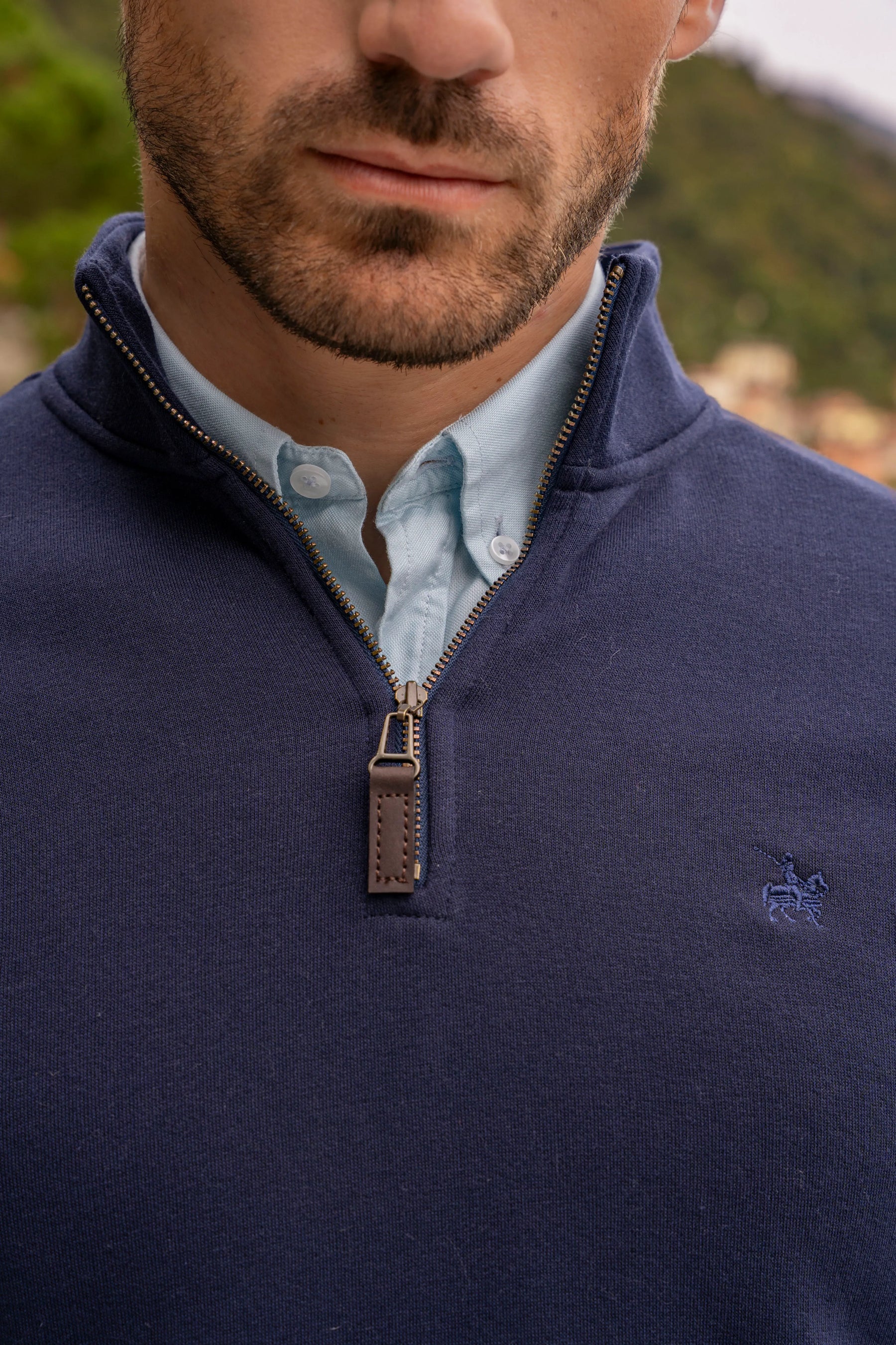 Suéter Halfzip Varenna Hombre Azul Oscuro