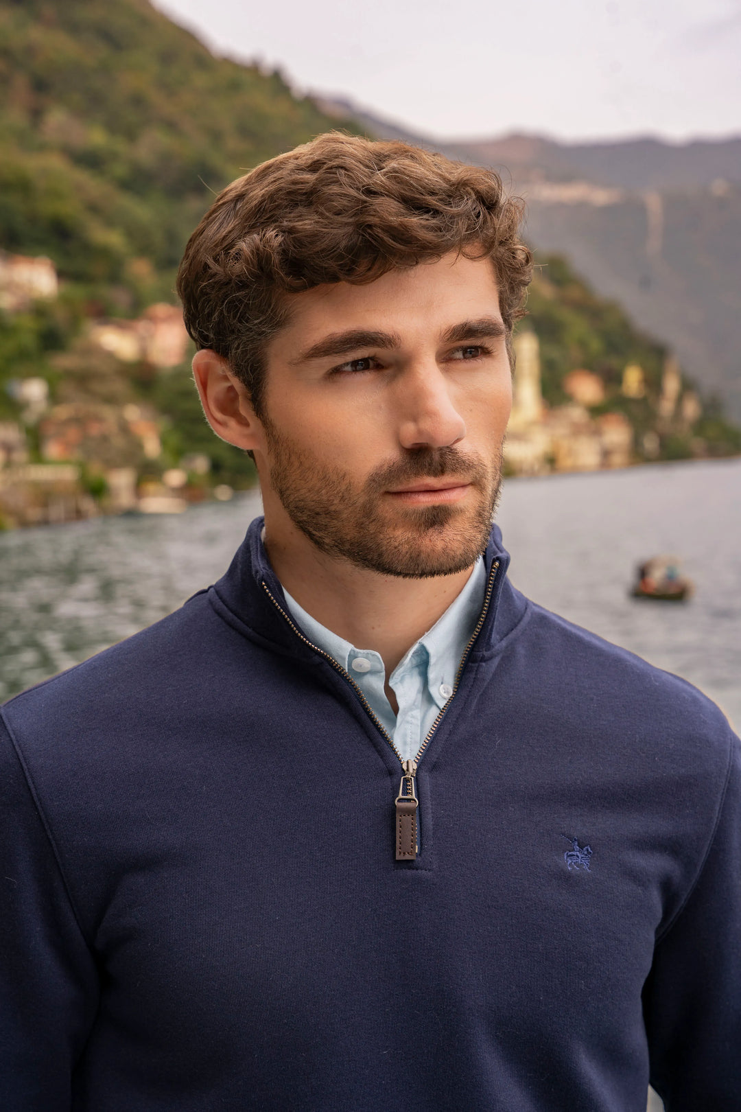Suéter Halfzip Varenna Hombre Azul Oscuro