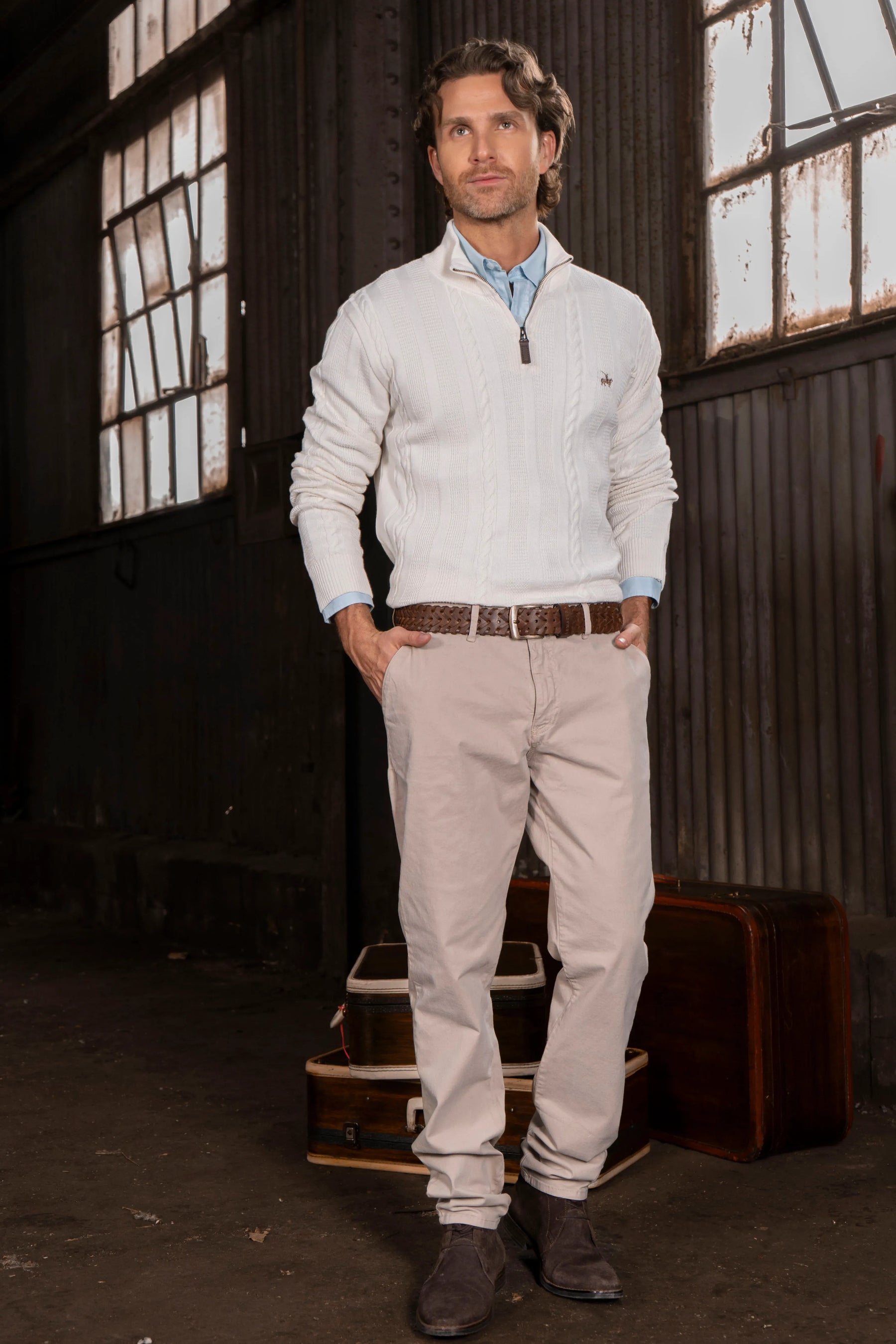 Suéter Halfzip Atlas Hombre Hueso